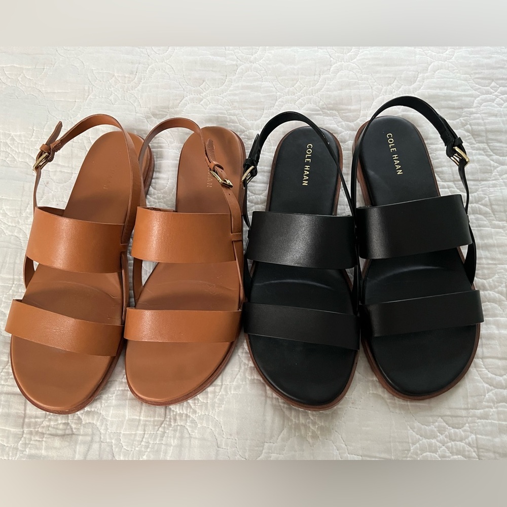 Cole Haan Women's Tan and Black Flynn Sandals Size 8